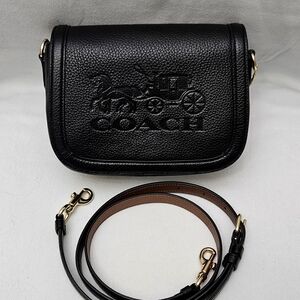 Coach Embossed Horse and Carriage Logo Saddle Flap Crossbody Bag C4058